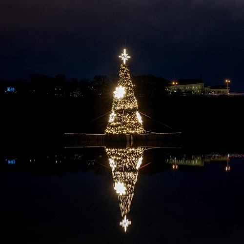 Rozsvícení stromu na přehradě