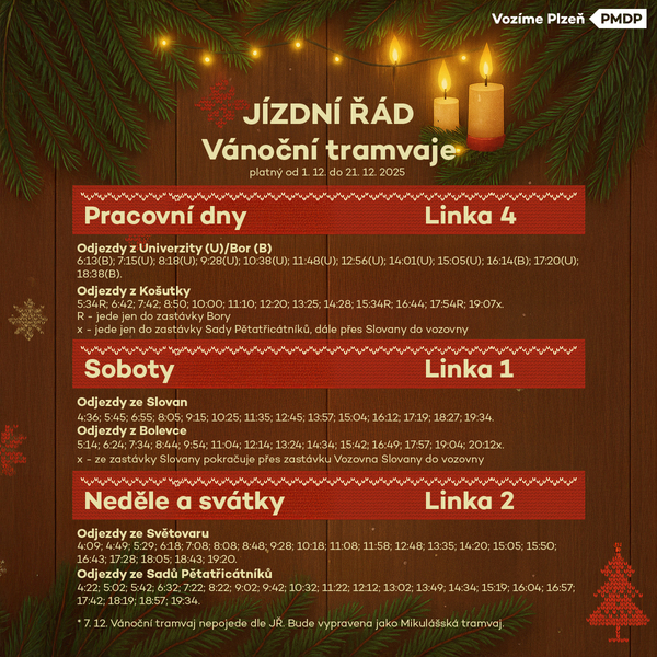 Vánoční tramvaj 2025 aneb vánoční chaloupka na kolejích